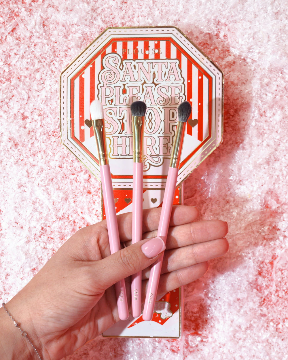 Santa Please Stop Here 3-Piece Mini Eye Brush Set