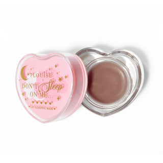 Pink heart-shaped lip sleeping mask in chocolate scented on a white background